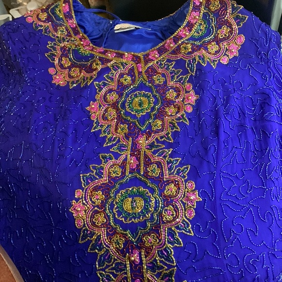 Adriana Papell Evening beaded Top long dress SIZE 18 NWT SHOW STOPPER - Picture 6 of 7